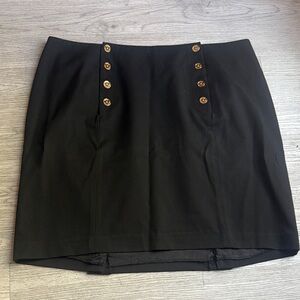 Ralph Lauren Black Button-Detail Skirt